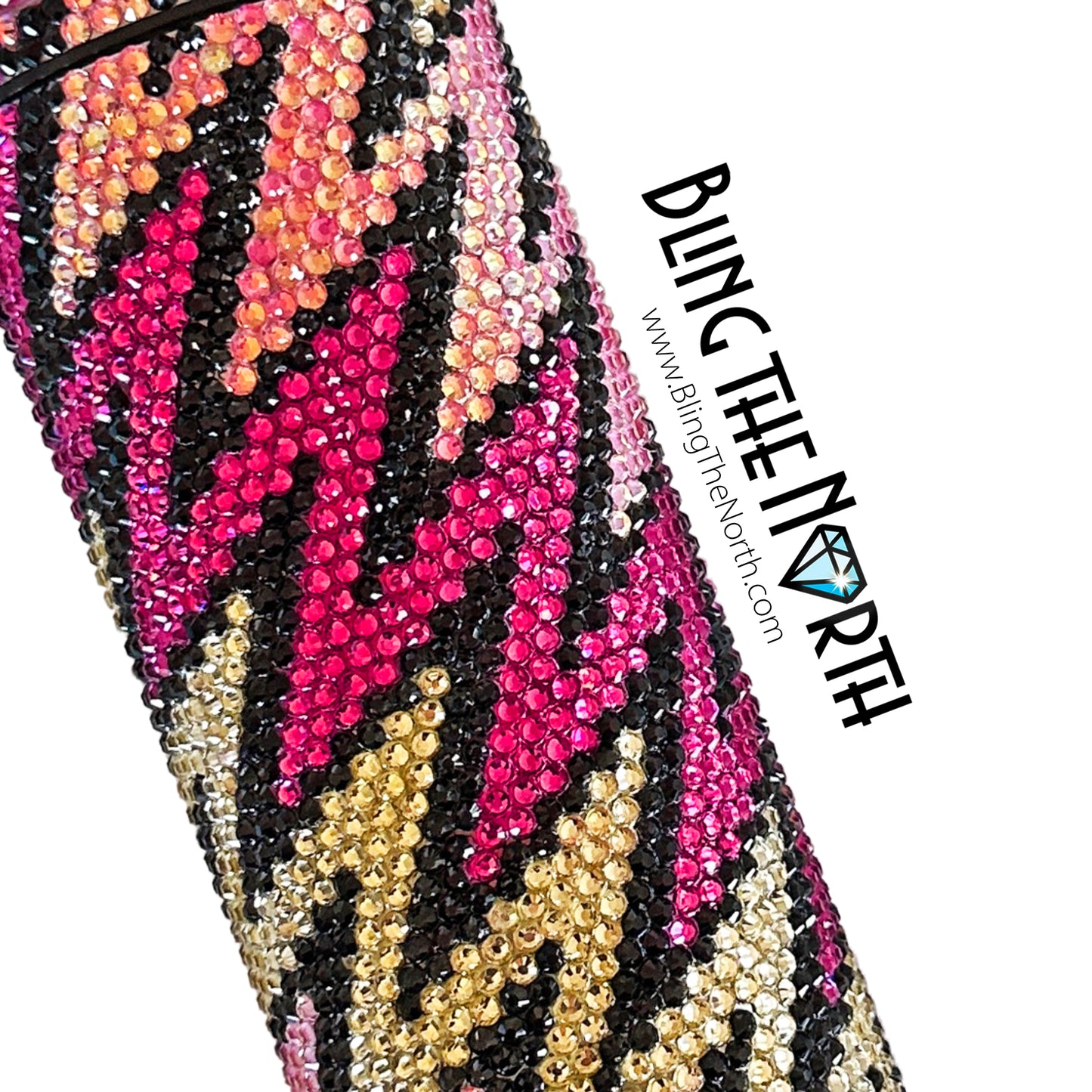 LIGHTNING CRASHES Rhinestone Tumbler | 20oz Slurp Straight | Bling the North | Custom Bling Design | Glass Rhinestones | Straw Included