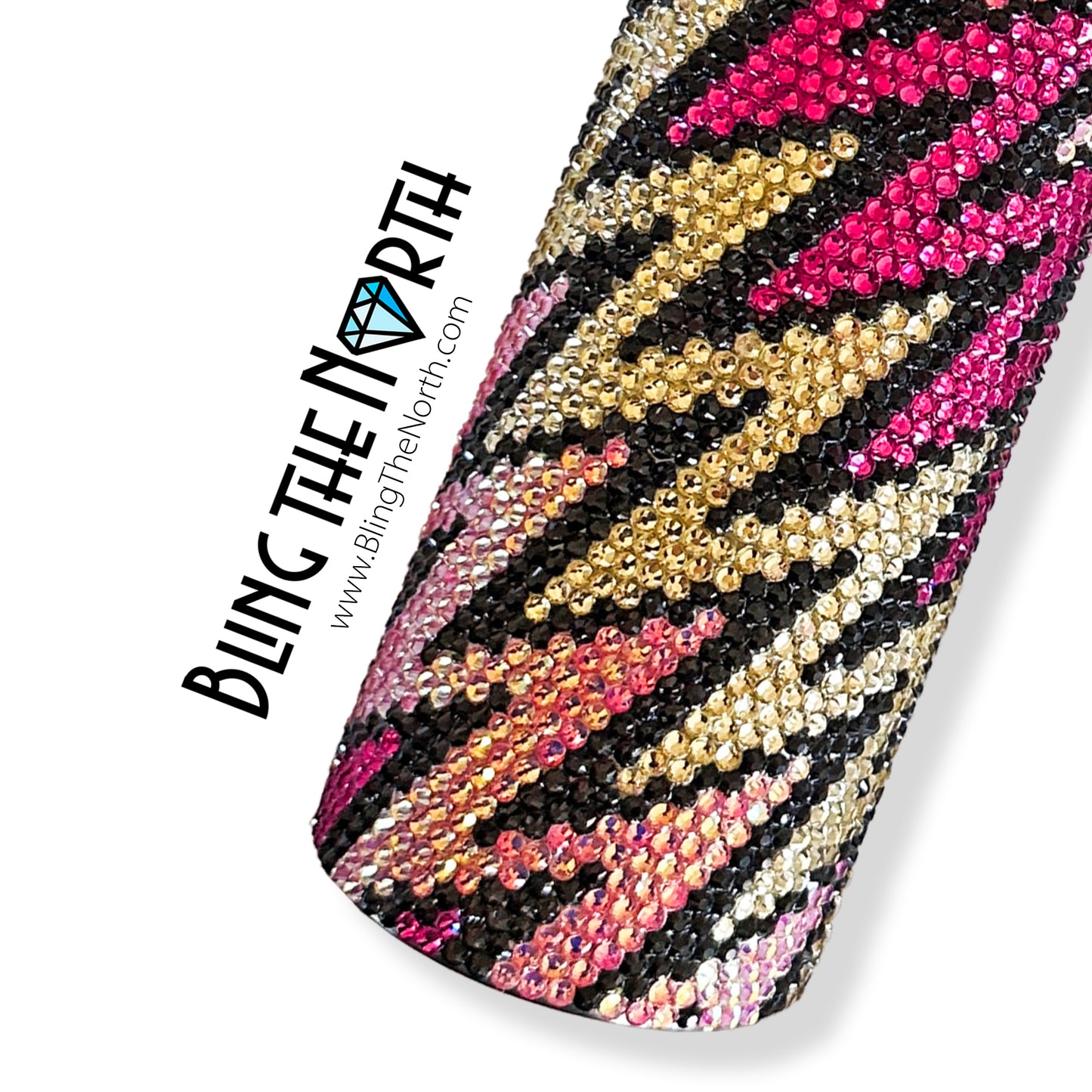 LIGHTNING CRASHES Rhinestone Tumbler | 20oz Slurp Straight | Bling the North | Custom Bling Design | Glass Rhinestones | Straw Included