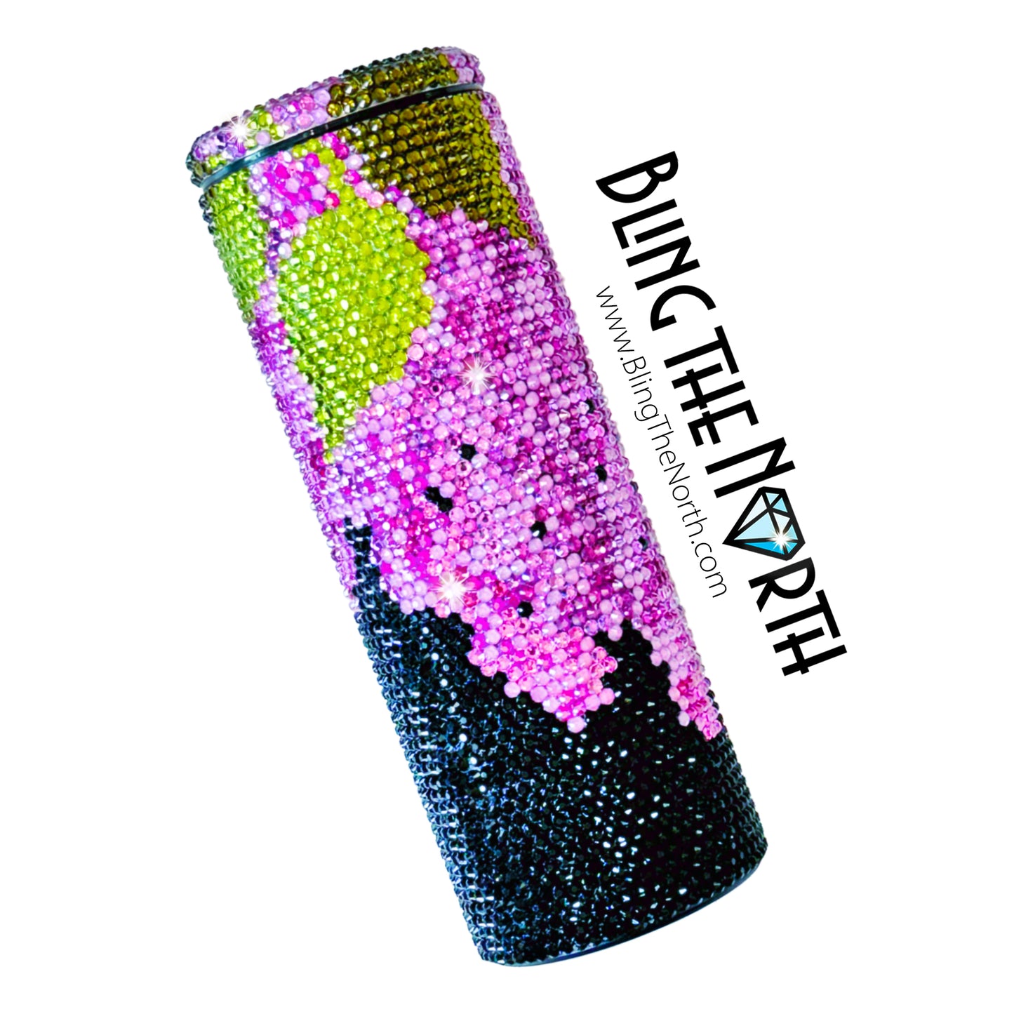 LILAC CASCADE American Flag Rhinestone Tumbler | 20oz Slurp Straight | Bling the North | Custom Bling Design | Glass Rhinestones | Straw Included