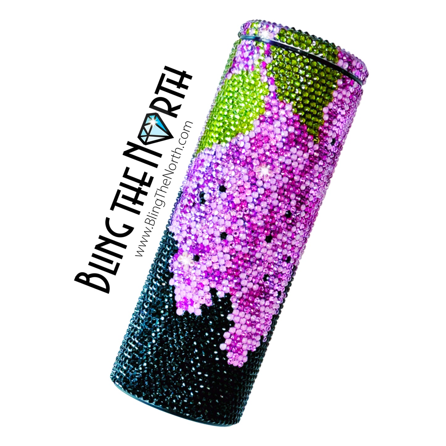 LILAC CASCADE American Flag Rhinestone Tumbler | 20oz Slurp Straight | Bling the North | Custom Bling Design | Glass Rhinestones | Straw Included
