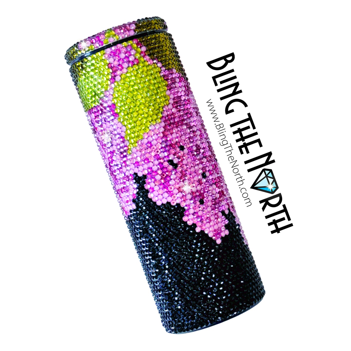 LILAC CASCADE American Flag Rhinestone Tumbler | 20oz Slurp Straight | Bling the North | Custom Bling Design | Glass Rhinestones | Straw Included