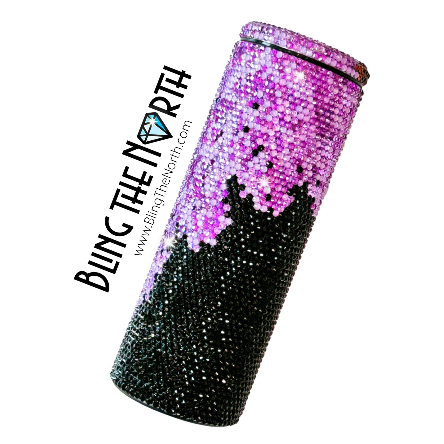 LILAC CASCADE American Flag Rhinestone Tumbler | 20oz Slurp Straight | Bling the North | Custom Bling Design | Glass Rhinestones | Straw Included