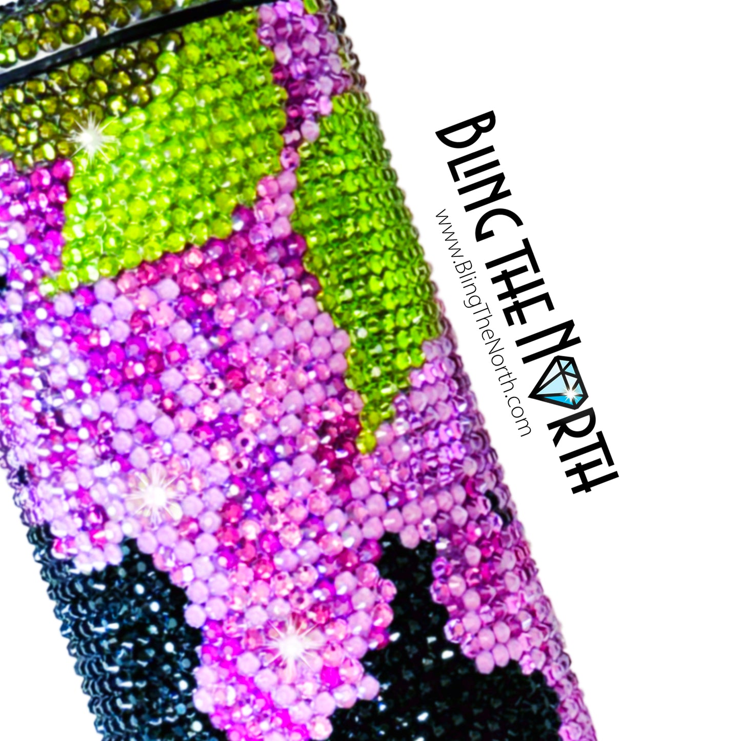 LILAC CASCADE American Flag Rhinestone Tumbler | 20oz Slurp Straight | Bling the North | Custom Bling Design | Glass Rhinestones | Straw Included