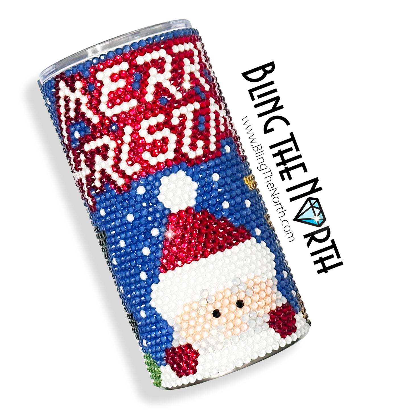 MERRY CHRISTMAS Rhinestone Duo Tumbler | 16oz Plump | Slim Can Koozie | Custom Bling  Glass Rhinestones | Straw Incl