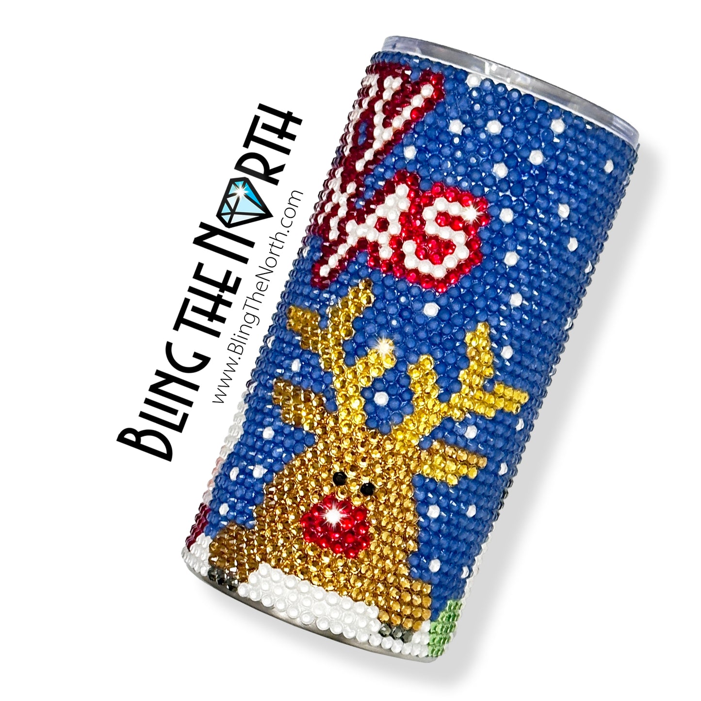MERRY CHRISTMAS Rhinestone Duo Tumbler | 16oz Plump | Slim Can Koozie | Custom Bling  Glass Rhinestones | Straw Incl