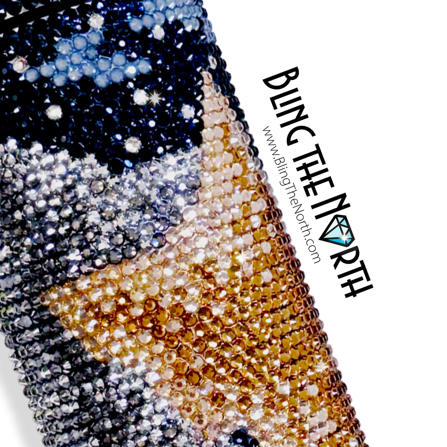 MIDNIGHT RENDEZVOUS Rhinestone Tumbler | 20oz Slurp Straight | Bling the North | Custom Bling Design | Glass Rhinestones | Straw Included