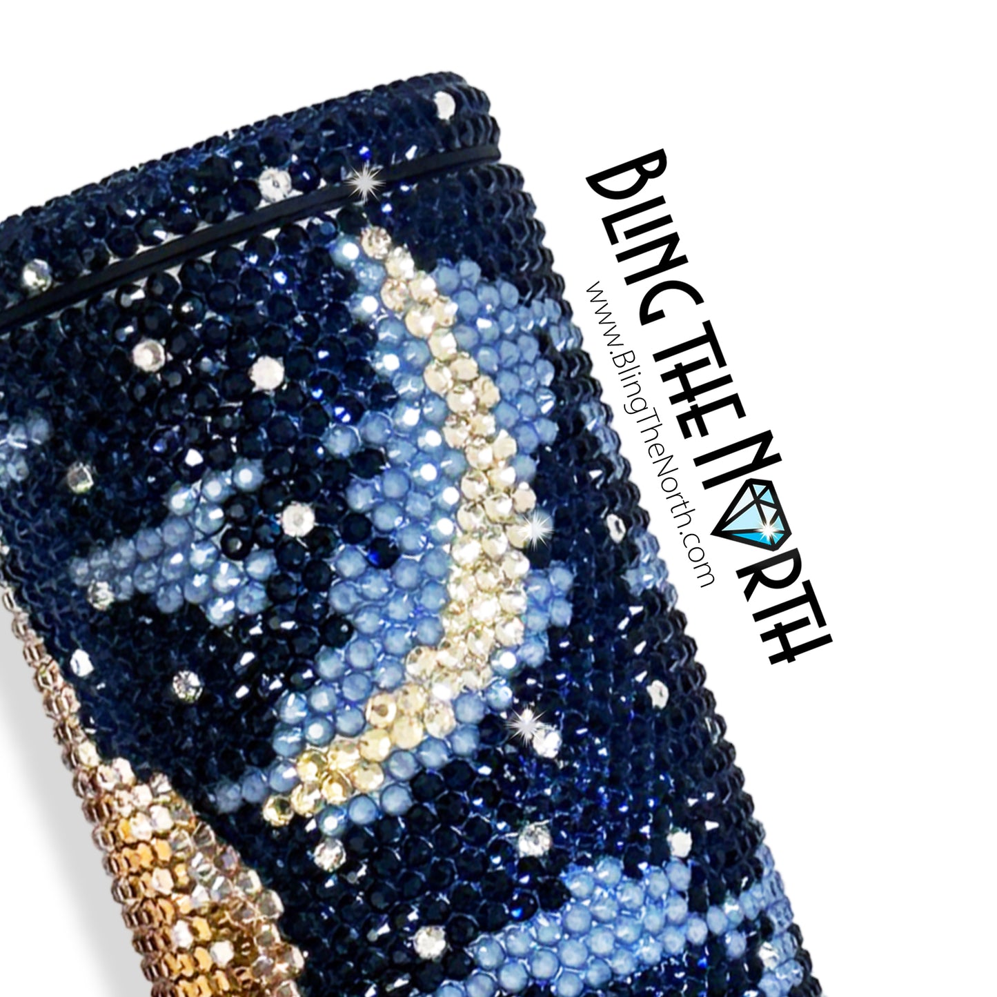MIDNIGHT RENDEZVOUS Rhinestone Tumbler | 20oz Slurp Straight | Bling the North | Custom Bling Design | Glass Rhinestones | Straw Included