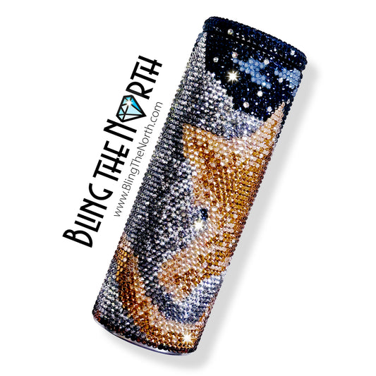 MIDNIGHT RENDEZVOUS Rhinestone Tumbler | 20oz Slurp Straight | Bling the North | Custom Bling Design | Glass Rhinestones | Straw Included