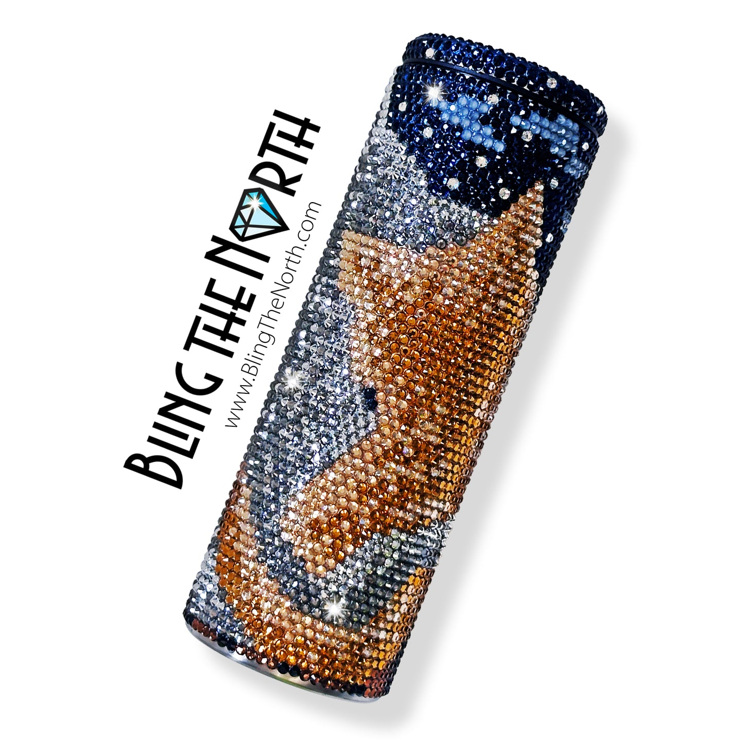 MIDNIGHT RENDEZVOUS Rhinestone Tumbler | 20oz Slurp Straight | Bling the North | Custom Bling Design | Glass Rhinestones | Straw Included