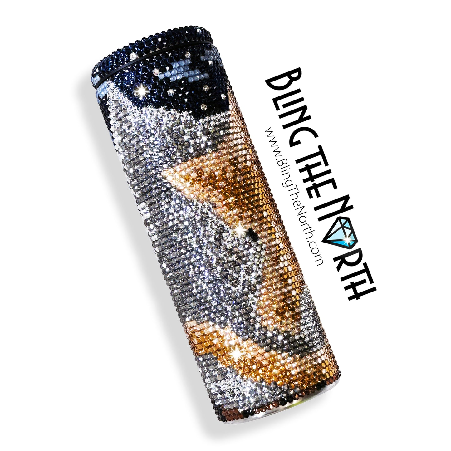 MIDNIGHT RENDEZVOUS Rhinestone Tumbler | 20oz Slurp Straight | Bling the North | Custom Bling Design | Glass Rhinestones | Straw Included