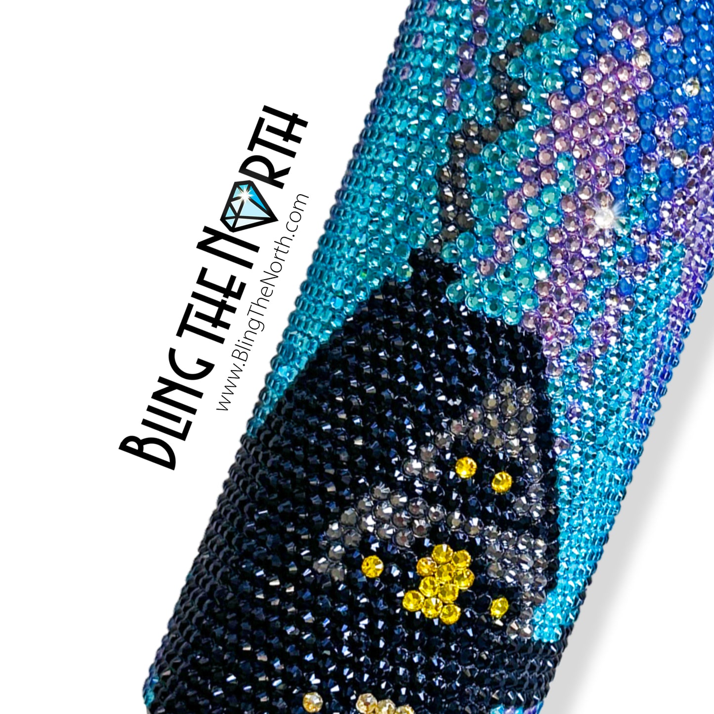 NORTHERN LIGHTS Rhinestone Pattern Template | SS16 4mm - 20oz Skinny Straight Tumbler Design | Aurora Borealis | PNG for Sublimation or Vinyl