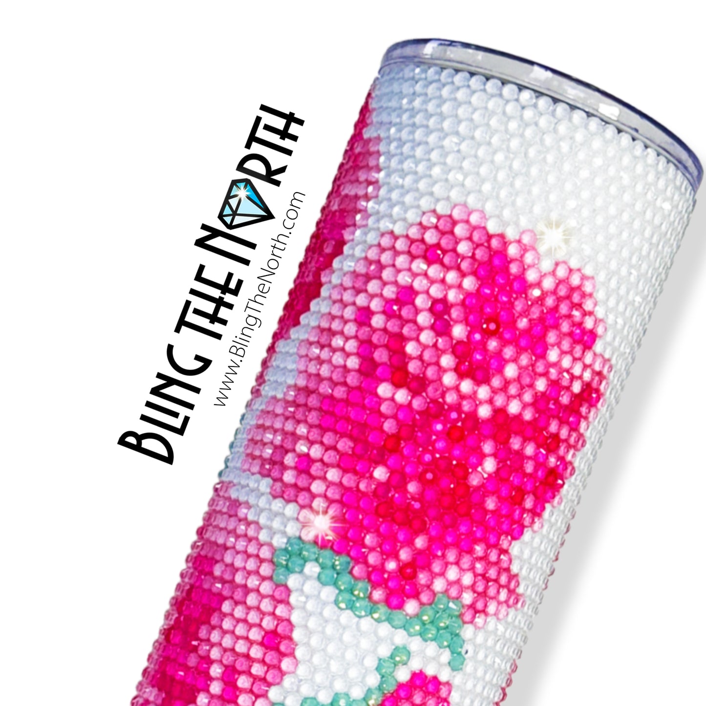PINK PEONIES Rhinestone Pattern Template | SS16 4mm - 24oz Plump Straight Tumbler Design | PNG for Sublimation or Vinyl