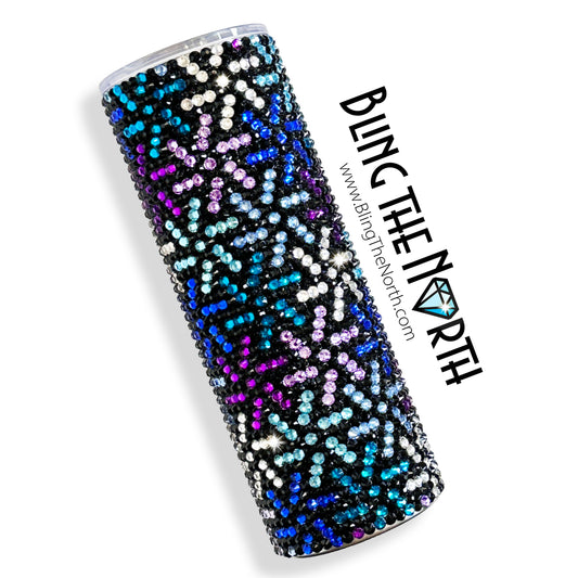 PINWHEELS Rhinestone Tumbler | 20oz Skinny Straight | Custom Bling Design | Glass Rhinestones | Straw Included