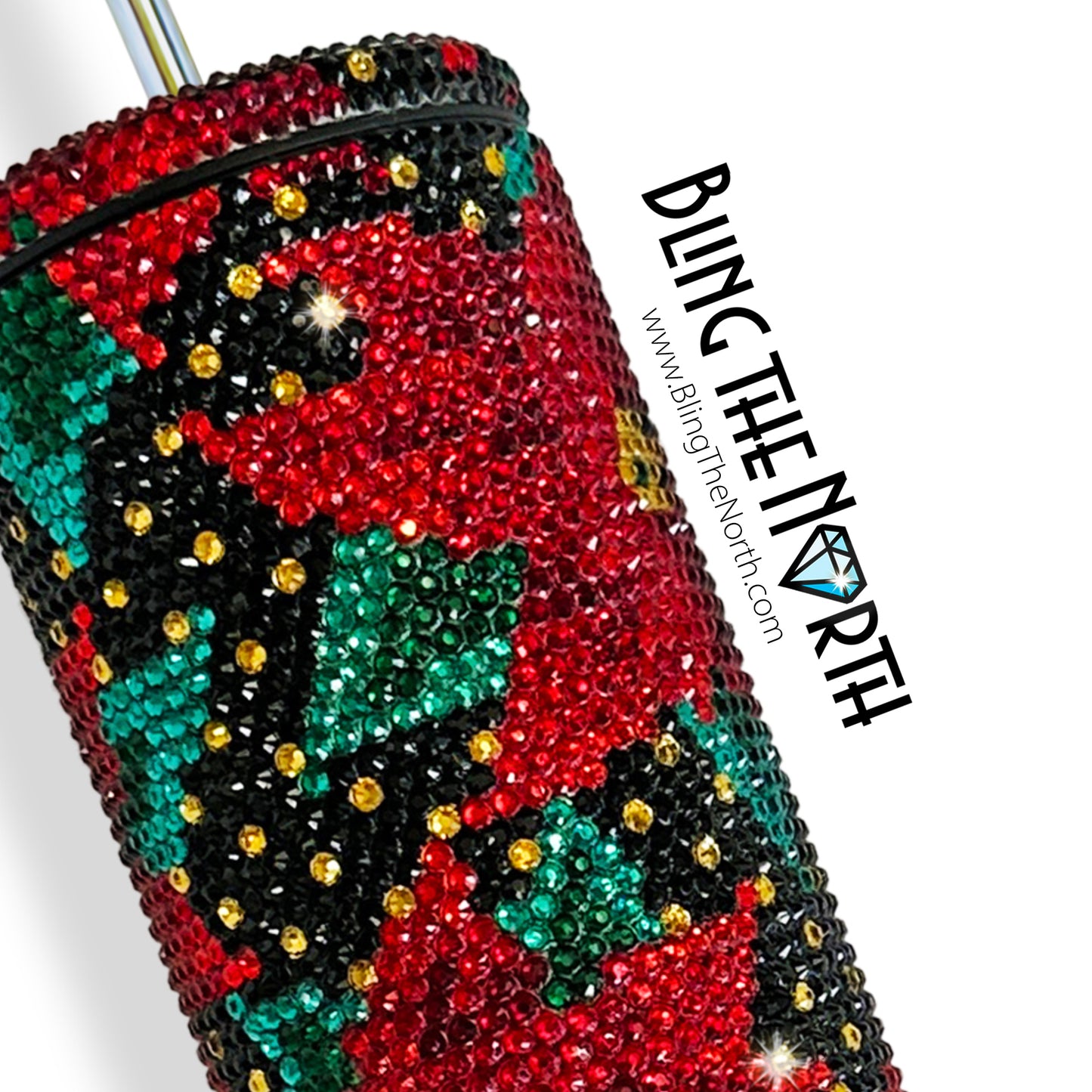 CHRISTMAS POINSETTIA Rhinestone Pattern Template | SS16 4mm - 20oz Skinny Straight Tumbler Design | PNG for Sublimation or Vinyl