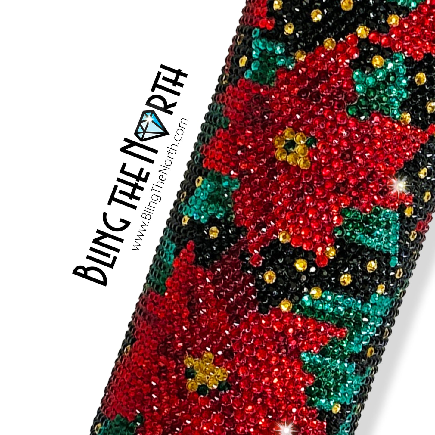 CHRISTMAS POINSETTIA Rhinestone Pattern Template | SS16 4mm - 32oz Plump Straight Tumbler Design | PNG for Sublimation or Vinyl