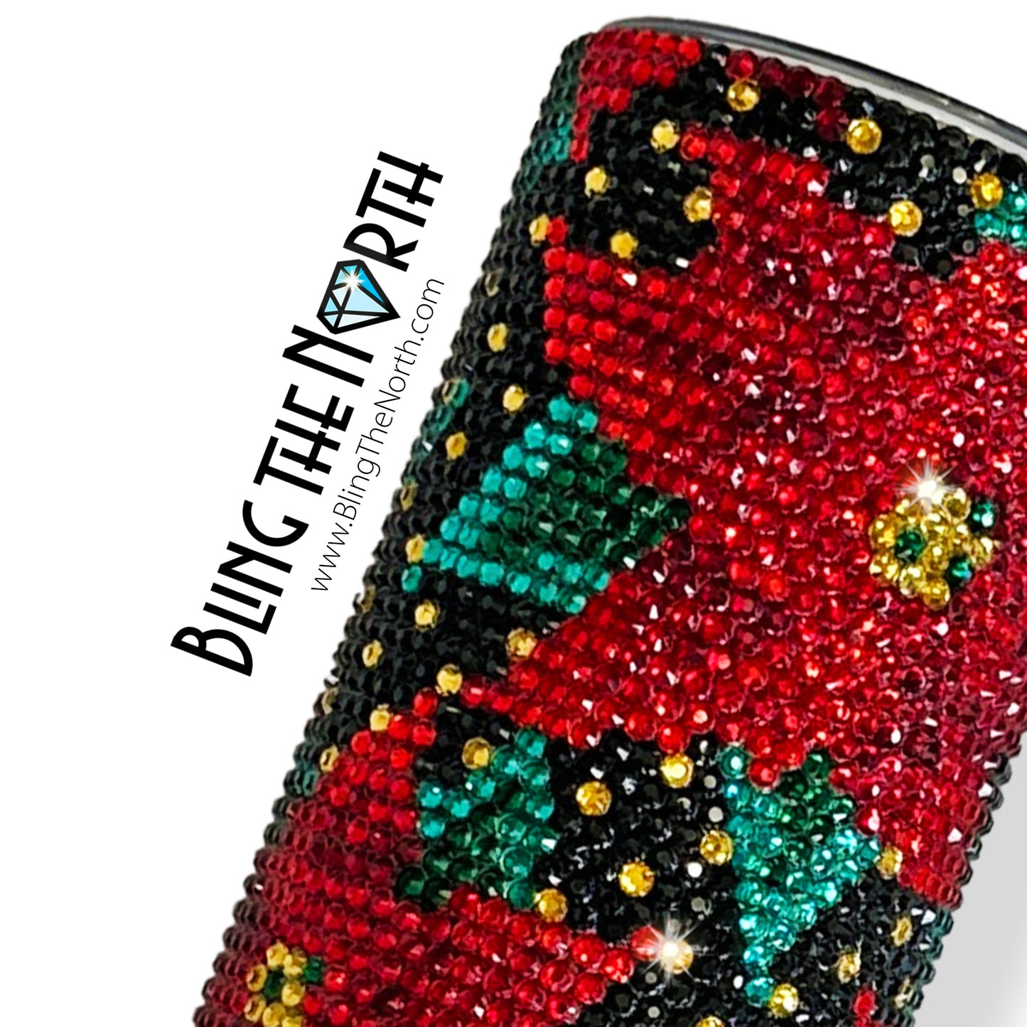 CHRISTMAS POINSETTIA Rhinestone Pattern Template | SS16 4mm - 32oz Plump Straight Tumbler Design | PNG for Sublimation or Vinyl