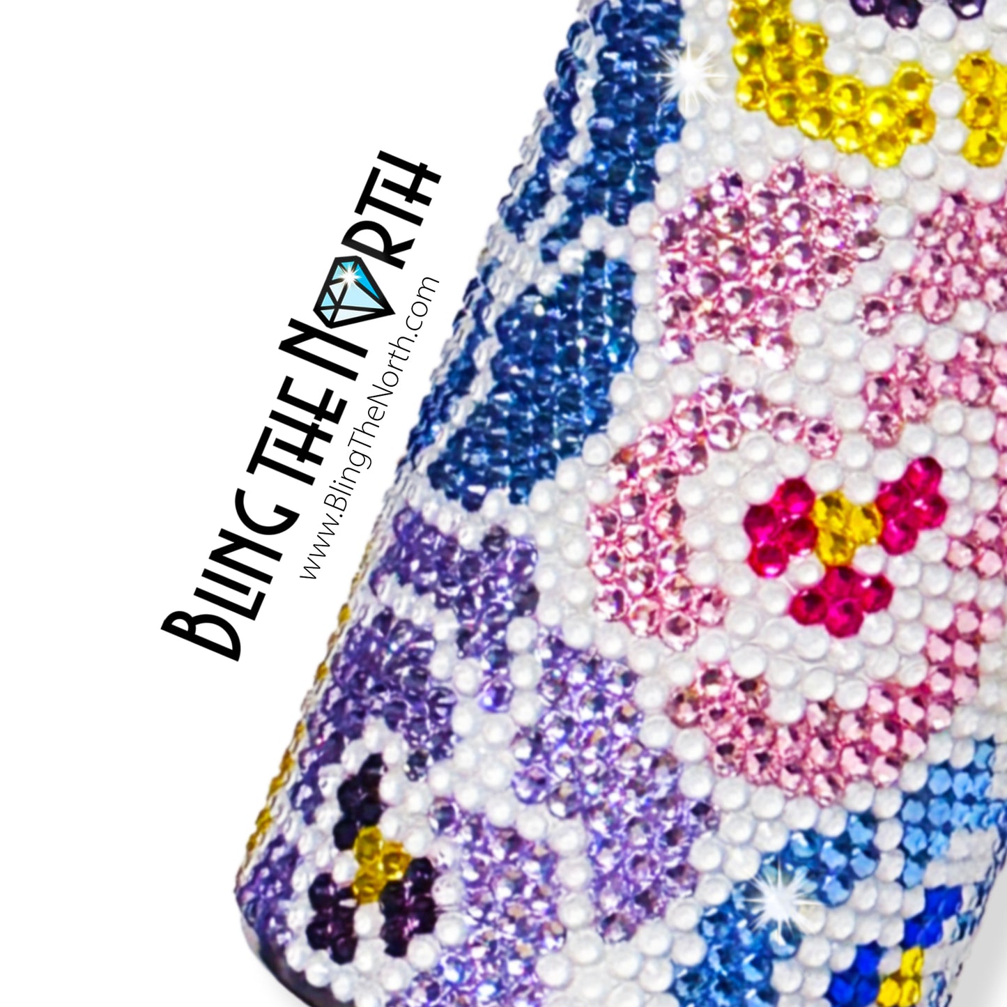 POP ART PANSIES Rhinestone Pattern Template | SS16 4mm - 16oz Plump Straight Tumbler Design | PNG for Sublimation or Vinyl
