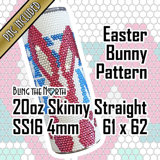 EASTER BUNNY Rhinestone Pattern Template | SS16 4mm - 20oz Skinny Straight Tumbler Design | PNG for Sublimation or Vinyl