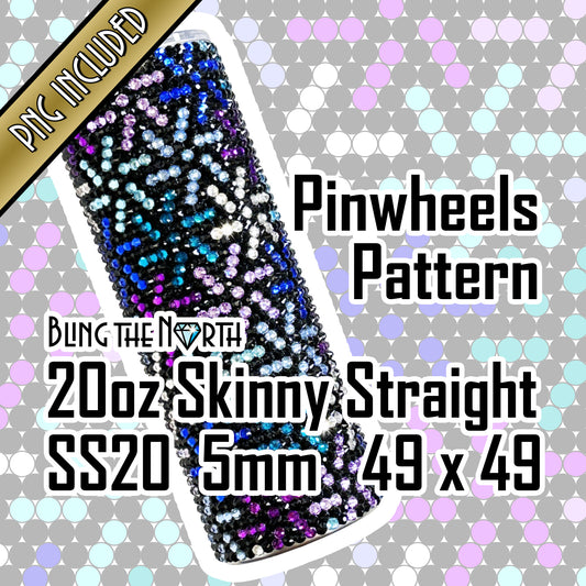 PINWHEELS Rhinestone Pattern Template | SS20 5mm - 20oz Straight Skinny Tumbler Design | PNG for Sublimation or Vinyl