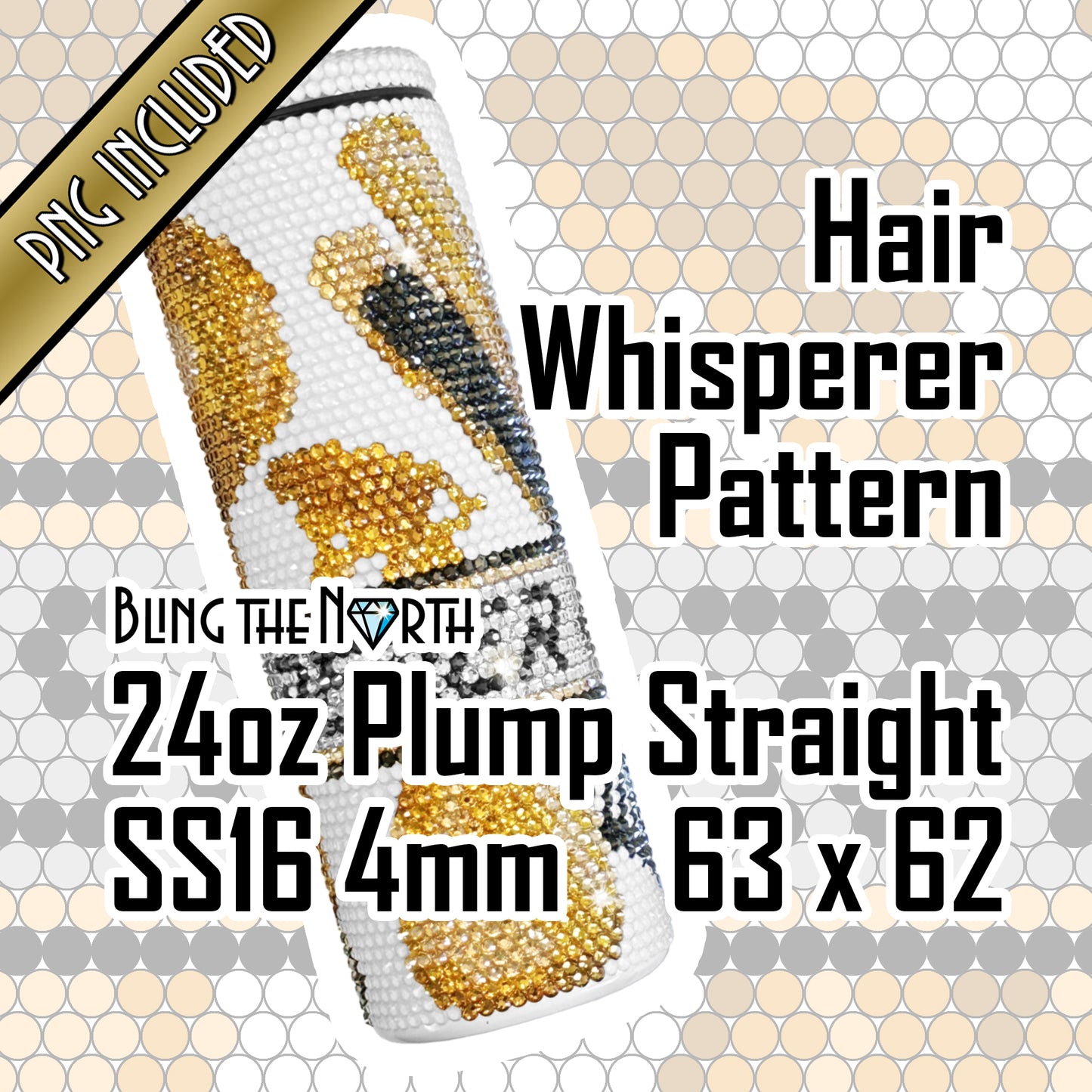 HAIR WHISPERER Custom NAME Rhinestone Pattern Template | SS16 4mm - 24oz Plump Straight Tumbler Design | PNG for Sublimation or Vinyl
