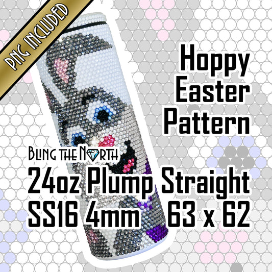 HOPPY EASTER Bunny Rhinestone Pattern Template | SS16 4mm - 24oz Plump Straight Tumbler Design | PNG for Sublimation or Vinyl