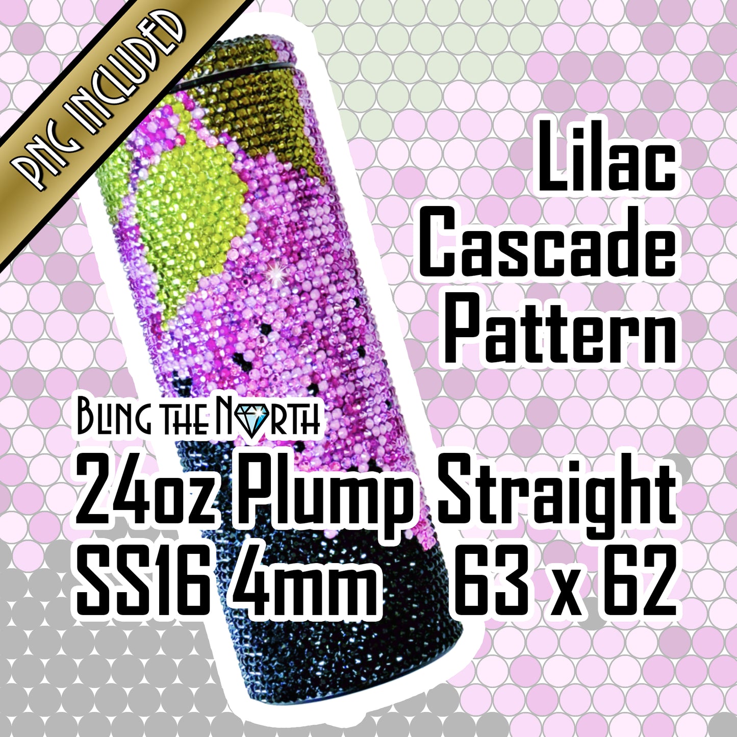 LILAC CASCADE American Flag Rhinestone Pattern Template | SS16 4mm - 24oz Plump Straight Tumbler Design | PNG for Sublimation or Vinyl