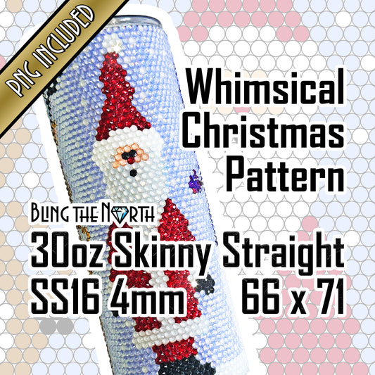 WHIMSICAL CHRISTMAS Rhinestone Pattern Template | SS16 4mm - 30oz Skinny Straight Tumbler Design | PNG for Sublimation or Vinyl