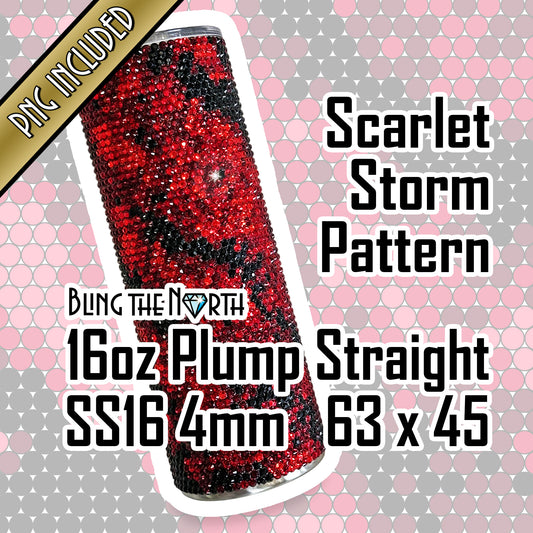 SCARLET STORM Rhinestone Pattern Template | SS16 4mm - 16oz Plump Straight Tumbler Design | PNG for Sublimation or Vinyl