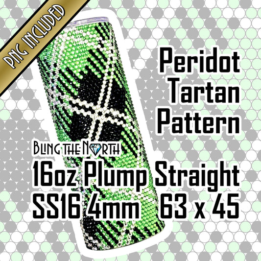 PERIDOT TARTAN Rhinestone Pattern Template | SS16 4mm - 16oz Plump Straight Tumbler Design | PNG for Sublimation or Vinyl