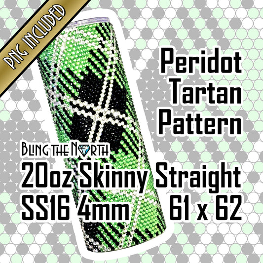 PERIDOT TARTAN Rhinestone Pattern Template | SS16 4mm - 20oz Skinny Straight Tumbler Design | PNG for Sublimation or Vinyl
