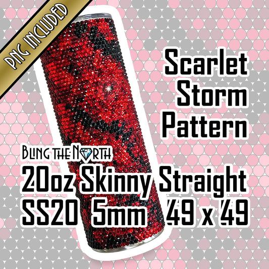 SCARLET STORM Rhinestone Pattern Template | SS16 4mm - 20oz Skinny Straight Tumbler Design | PNG for Sublimation or Vinyl