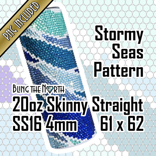 STORMY SEAS Rhinestone Pattern Template | SS16 4mm - 20oz Skinny Straight Tumbler Design | PNG for Sublimation or Vinyl