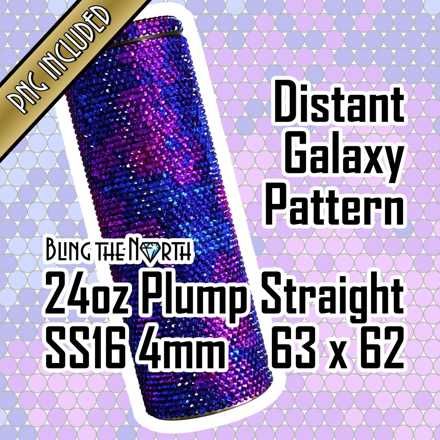 DISTANT GALAXY Rhinestone Pattern Template | SS16 4mm - 24oz Plump Straight Tumbler Design | PNG for Sublimation or Vinyl