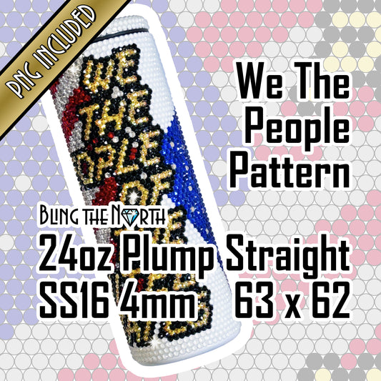 WE THE PEOPLE American Flag Rhinestone Pattern Template | SS16 4mm - 24oz Plump Straight Tumbler Design | PNG for Sublimation or Vinyl