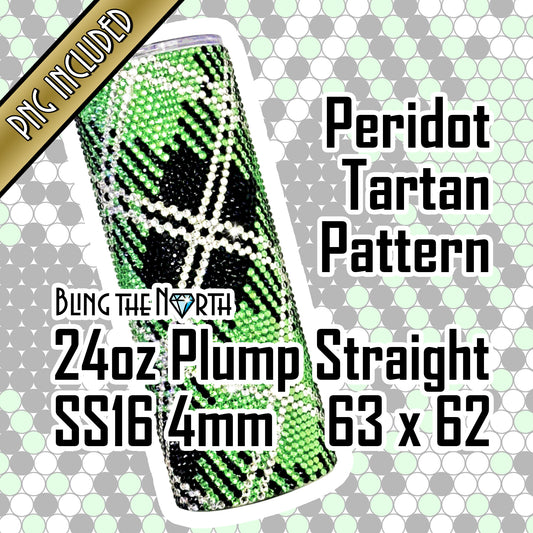 PERIDOT TARTAN Rhinestone Pattern Template | SS16 4mm - 24oz Plump Straight Tumbler Design | PNG for Sublimation or Vinyl