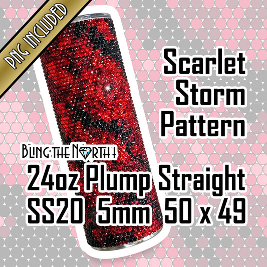 SCARLET STORM Rhinestone Pattern Template | SS20 5mm - 24oz Plump Straight Tumbler Design | PNG for Sublimation or Vinyl