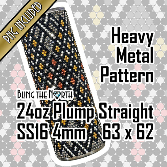 HEAVY METAL Rhinestone Pattern Template | SS16 4mm - 24oz Plump Straight Tumbler Design | PNG for Sublimation or Vinyl