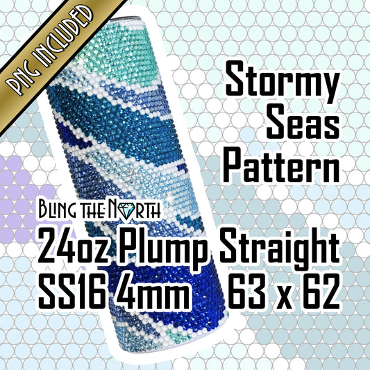 STORMY SEAS Rhinestone Pattern Template | SS16 4mm - 24oz Plump Straight Tumbler Design | PNG for Sublimation or Vinyl