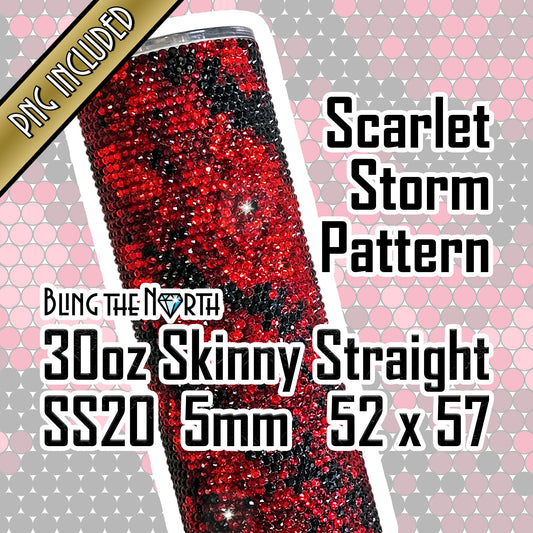 SCARLET STORM Rhinestone Pattern Template | SS20 5mm - 30oz Skinny Straight Tumbler Design | PNG for Sublimation or Vinyl