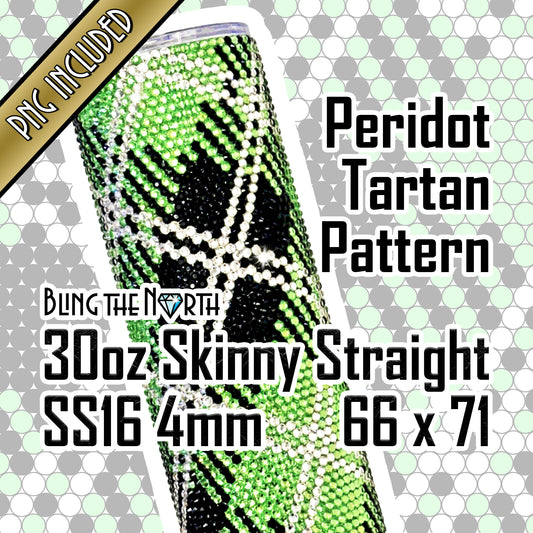 PERIDOT TARTAN Rhinestone Pattern Template | SS16 4mm - 30oz Skinny Straight Tumbler Design | PNG for Sublimation or Vinyl