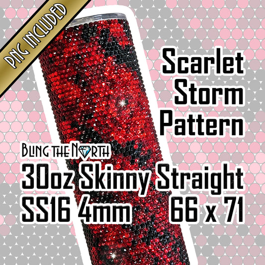 SCARLET STORM Rhinestone Pattern Template | SS16 4mm - 30oz Skinny Straight Tumbler Design | PNG for Sublimation or Vinyl