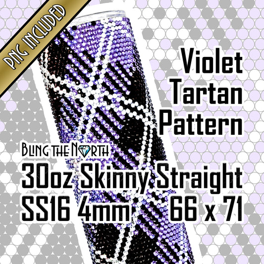 VIOLET TARTAN Rhinestone Pattern Template | SS16 4mm - 30oz Skinny Straight Tumbler Design | PNG for Sublimation or Vinyl