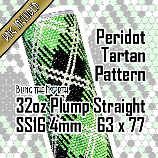 PERIDOT TARTAN Rhinestone Pattern Template | SS16 4mm - 32oz Plump Straight Tumbler Design | PNG for Sublimation or Vinyl