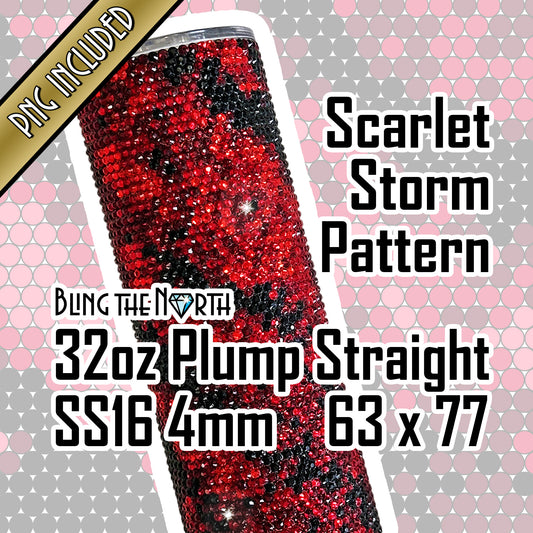 SCARLET STORM Rhinestone Pattern Template | SS16 4mm - 32oz Plump Straight Tumbler Design | PNG for Sublimation or Vinyl