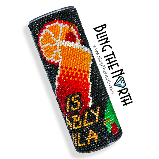 This is PROBABLY TEQUILA Rhinestone Tumbler | 20oz Skinny Straight | Custom Bling Design | Glass Rhinestones | Straw Incl