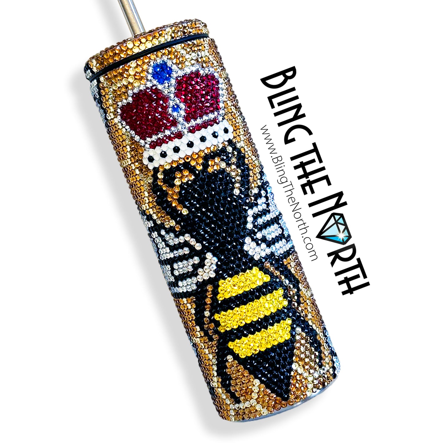 QUEEN BEE Rhinestone Pattern Template | SS16 4mm - 20oz Skinny Straight Tumbler Design | PNG for Sublimation or Vinyl
