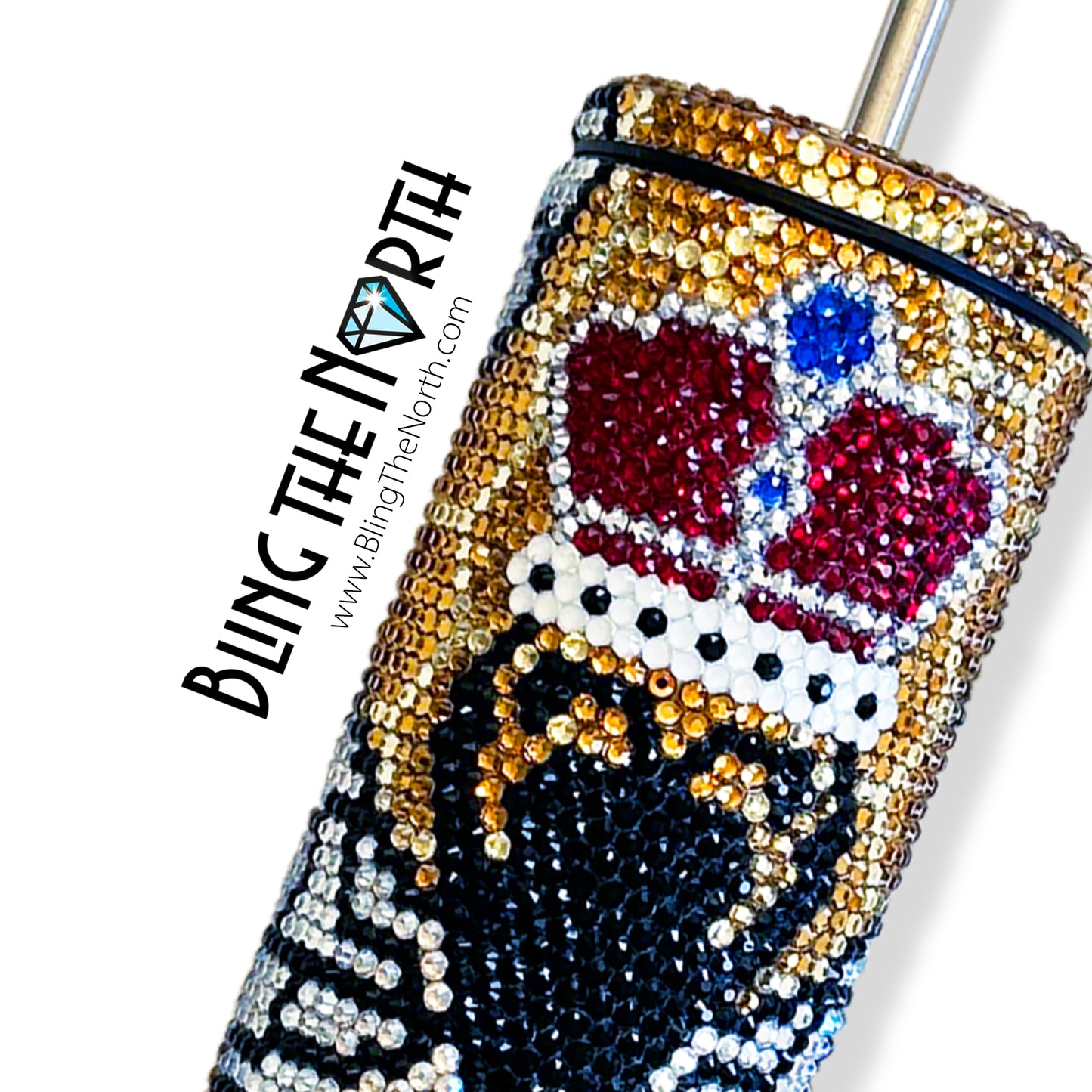 QUEEN BEE Rhinestone Pattern Template | SS16 4mm - 20oz Skinny Straight Tumbler Design | PNG for Sublimation or Vinyl