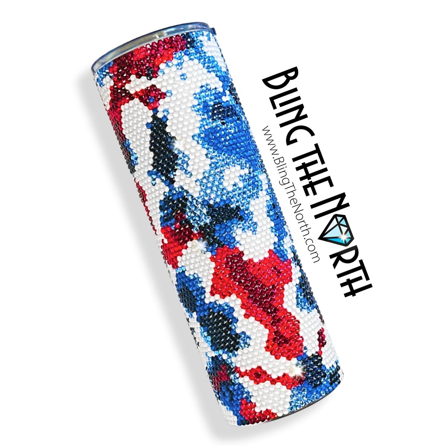 RED, WHITE & BLUE Rhinestone Pattern Template  | SS16 4mm - 20oz Plump Straight Tumbler Design | PNG for Sublimation or Vinyl