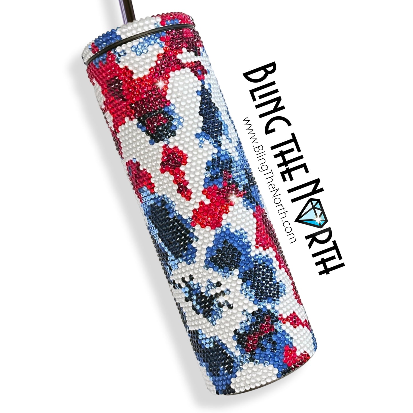 RED, WHITE & BLUE Rhinestone Pattern Template  | SS16 4mm - 20oz Plump Straight Tumbler Design | PNG for Sublimation or Vinyl