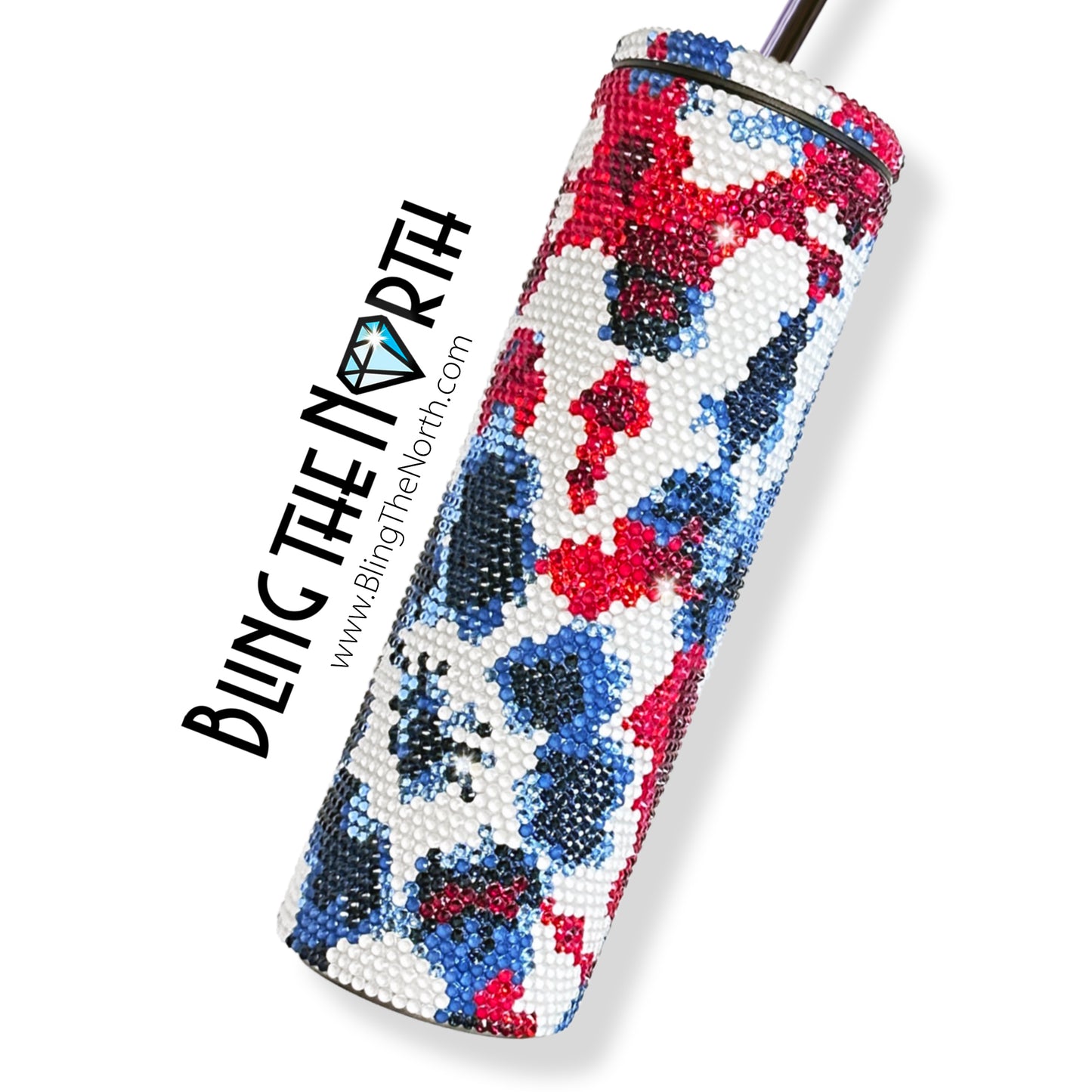 RED, WHITE & BLUE Rhinestone Pattern Template  | SS16 4mm - 20oz Plump Straight Tumbler Design | PNG for Sublimation or Vinyl